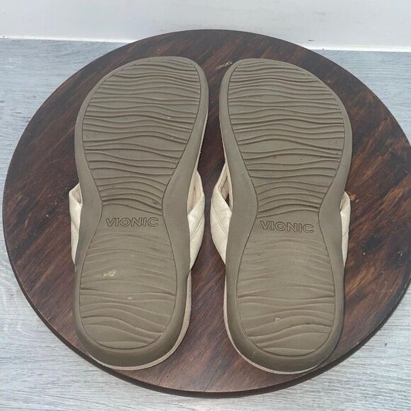 Vionic Raya Metallic Beige Womens Size 9 Casual Slipper Flip Flop Thong Sandals - Picture 9 of 10